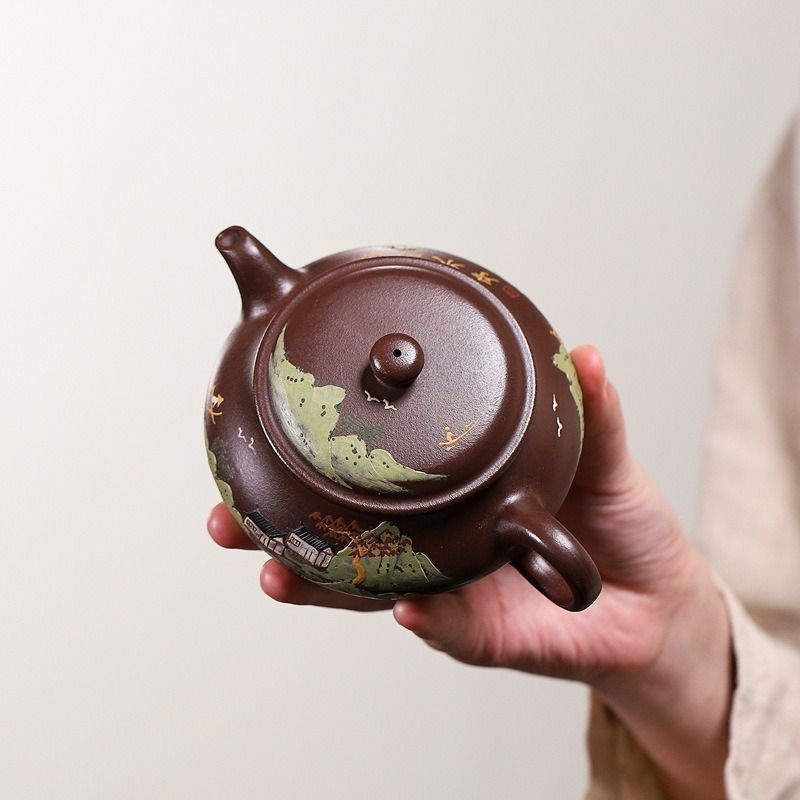 茶壷 急須 紫砂壺 ティーポット 常滑焼 紫砂茶器 唐物紫泥急須 紫砂壺急須 煎茶器 茶道具 手作り 手描き急須 極細工 朱泥紫砂 在銘 zsh233  0346 - メルカリ