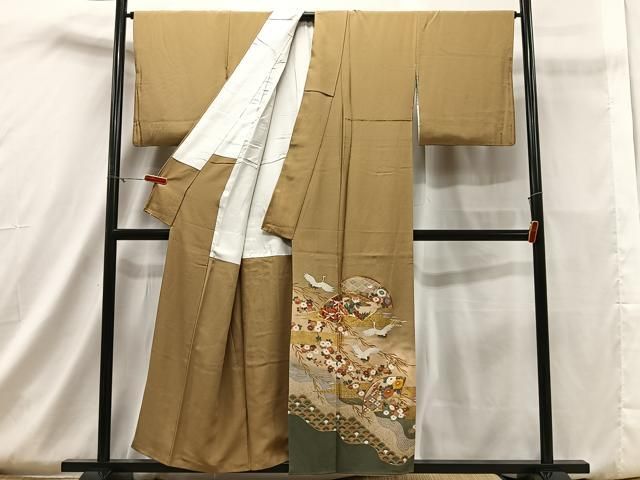 平和屋着物□豪華色留袖 駒刺繍 地紙飛鶴花文 暈