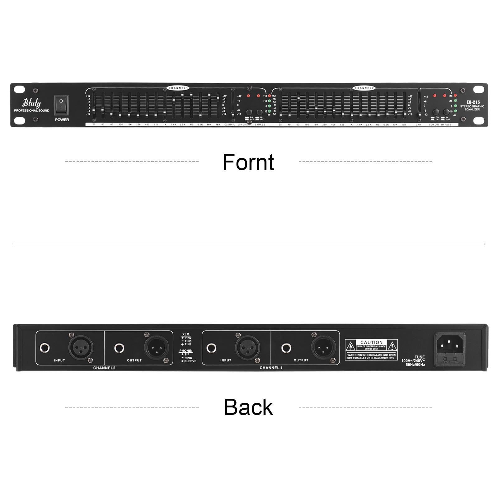 【特価商品】(黒) EQ-215 ラックマウント 1U 15バンドイコライザー デュアルチャンネル Btuty