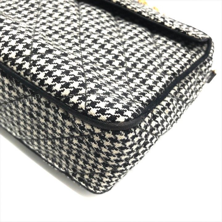 良品 CHANEL シャネル ココマーク ターンロック マトラッセ コットン フリンジ 千鳥格子 チェーン ショルダー バッグ a3499 良品 CHANEL シャネル ココマーク ターンロック マトラッセ コットン