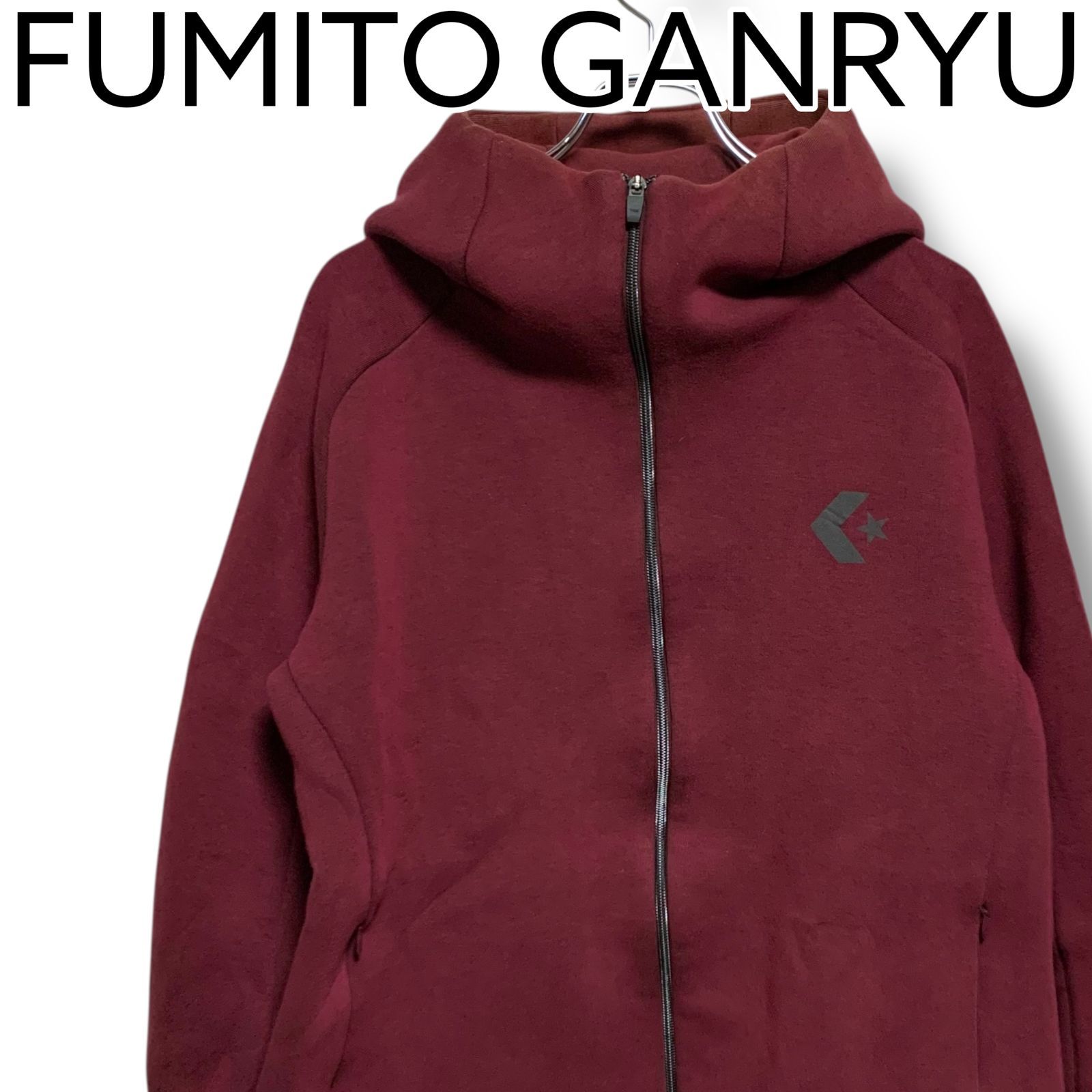 FUMITO GANRYU フミトガンリュウ コンバース ワインレッド パーカー ジップアップ フード付き 2サイズ Mサイズ相当 レディース コラボ 裏起毛 スウェット 秋冬 001119H