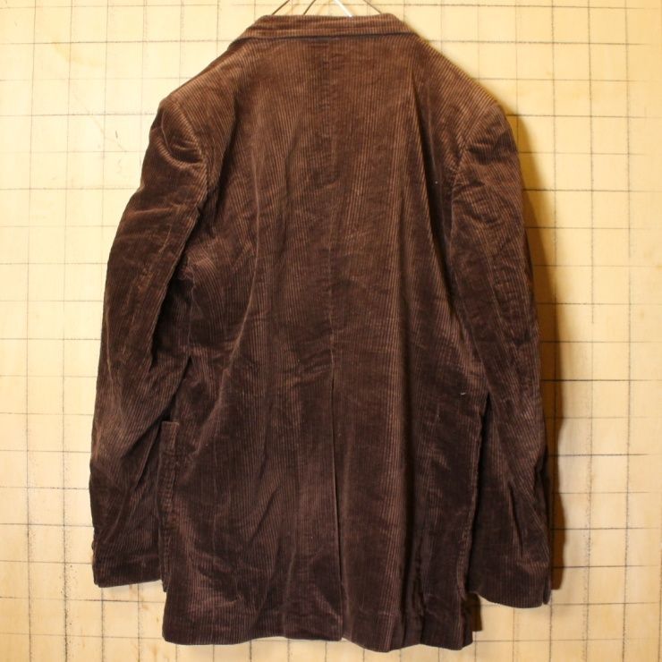 60s70sフランス 太畝コーデュロイテーラードジャケットMLブラウンaw125 