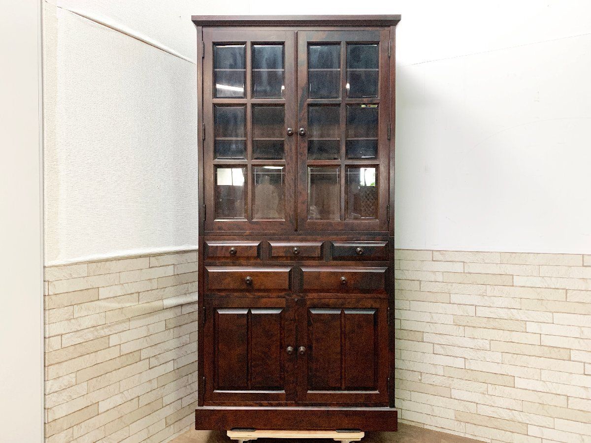 北海道民芸家具 HM160K 食器棚 カップボード 飾り棚 樺材 無垢 楽天