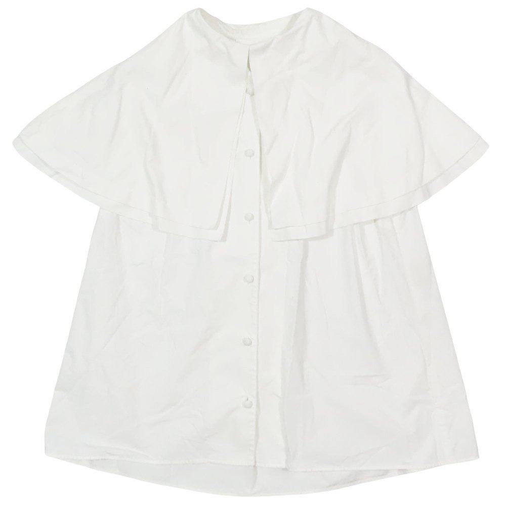 Cygne シーニュ Niiina ケープブラウス ビッグ シャツ ノースリーブ コットン フリル トップス カットソー 白 ホワイト レディース 古着