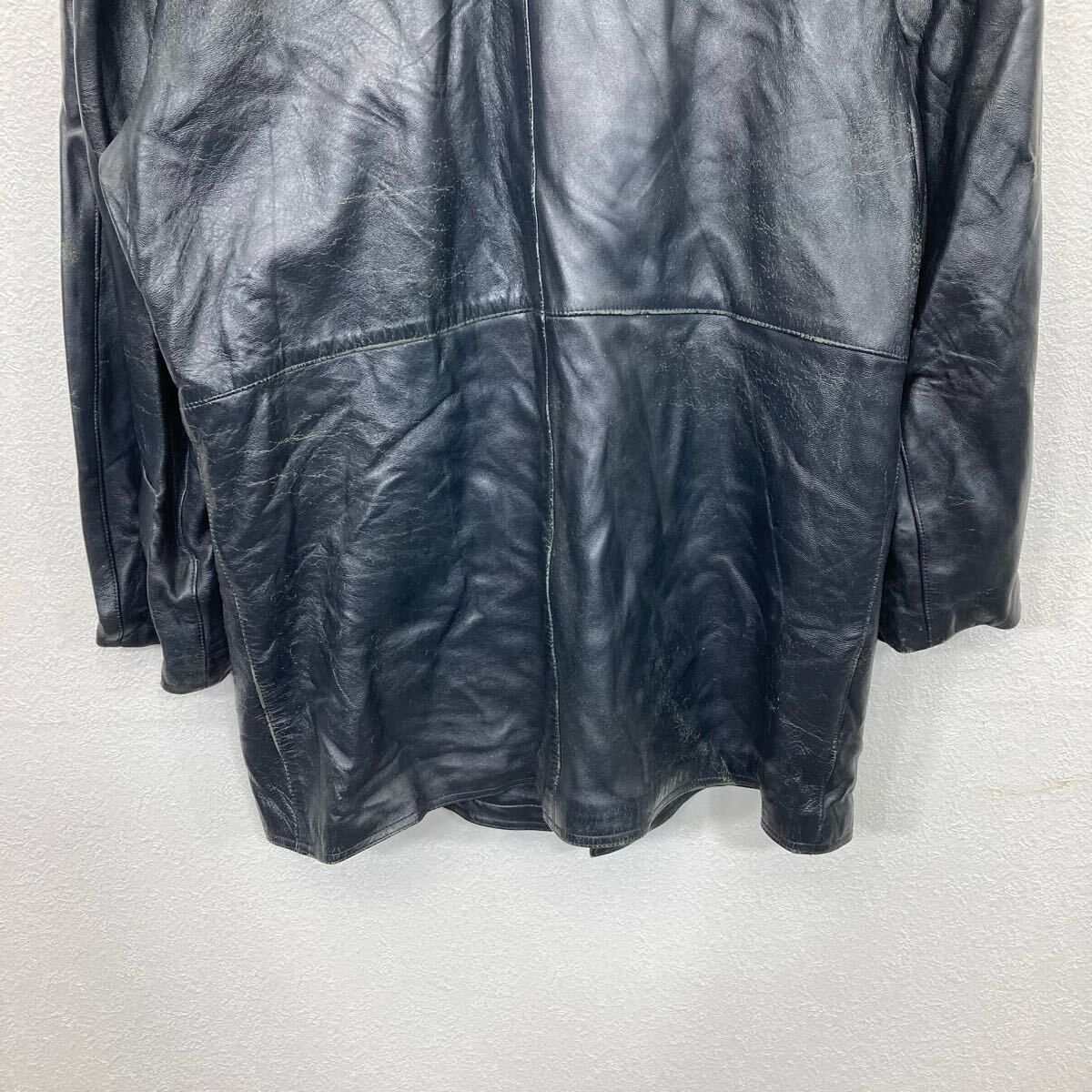 ユーロ レザーカーコート Mサイズ位 ブラック フランス ヴィンテージ