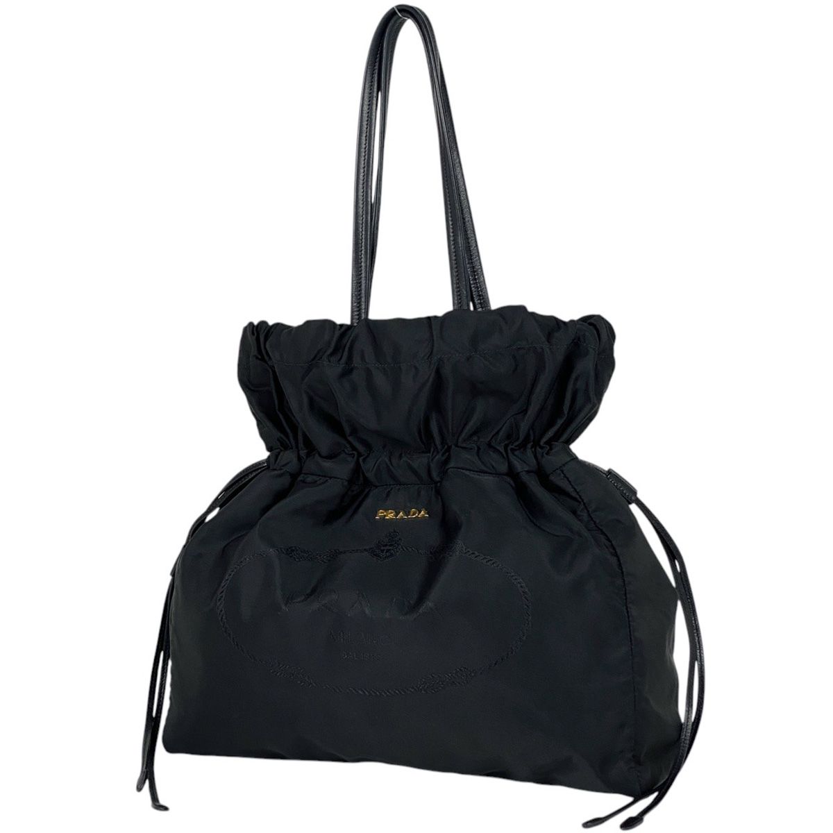 プラダ PRADA ロゴ ショルダーバッグ 巾着型 ジャガード ショルダー