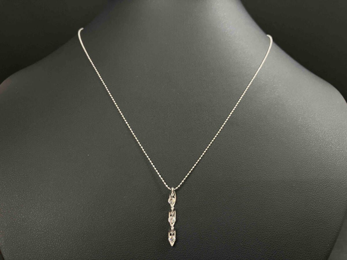 鑑別書付き】K18WG 約45cm 天然ダイヤモンド0.3ct 約2.6g
