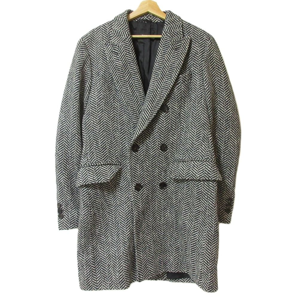 美品 HUGO BOSS ヘリンボーン チェスターコート ダブル ウール 46 美品 HUGO BOSS ヘリンボーン チェスターコート ダブル ウール 46