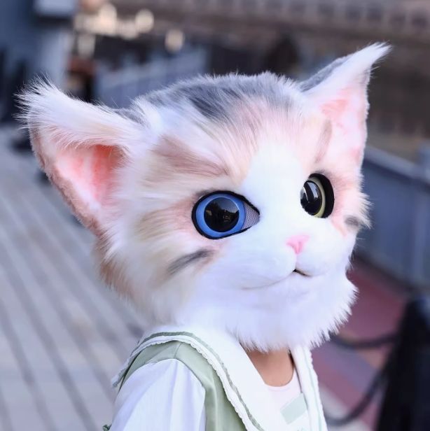 三毛猫　猫面 ネコ ファースーツ 着ぐるみ ヘッドのみ 全頭マスク ケモノ 猫面 ネコ ファースーツ 着ぐるみ ヘッドのみ 全頭マスク ケモノ