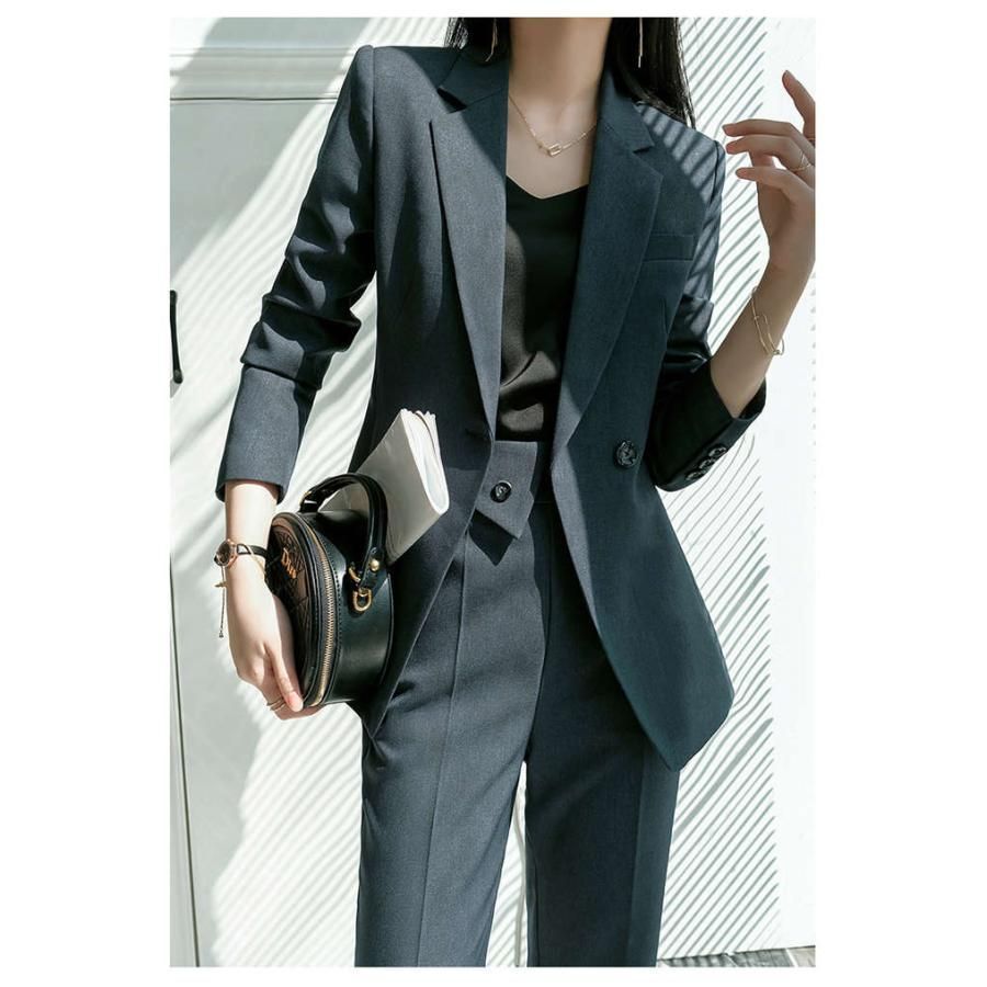 スーツ レディース セットアップ パンツ スーツ フォーマル 春 秋 長袖 ロング丈 洗える ビジネススーツ 通勤 ゆったり おしゃれ 入学式 卒 KANDAIZUMI_COM