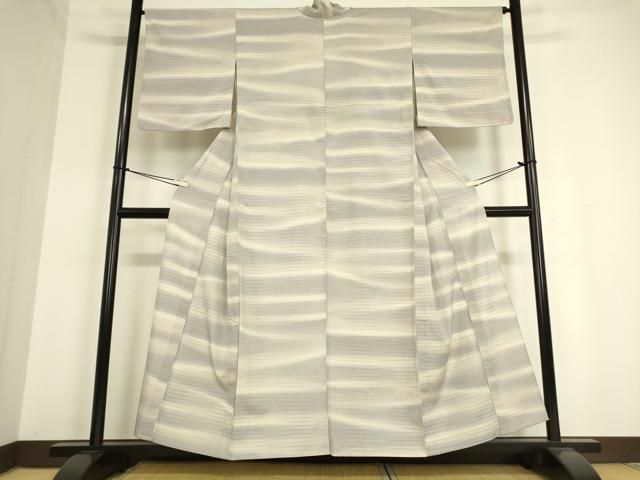 平和屋着物▽本塩沢　単衣　やまだ織　横段霞文　さが美扱い　正絹　逸品　DAAT9643az 平和屋着物▽本塩沢 単衣 やまだ織 横段霞文 さが美扱い 正絹 逸品