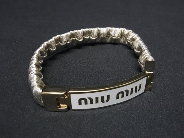 ♥ miumiu ミュウミュウ レザー ブレスレット アクセサリー レディース ゴールド系 AS8242