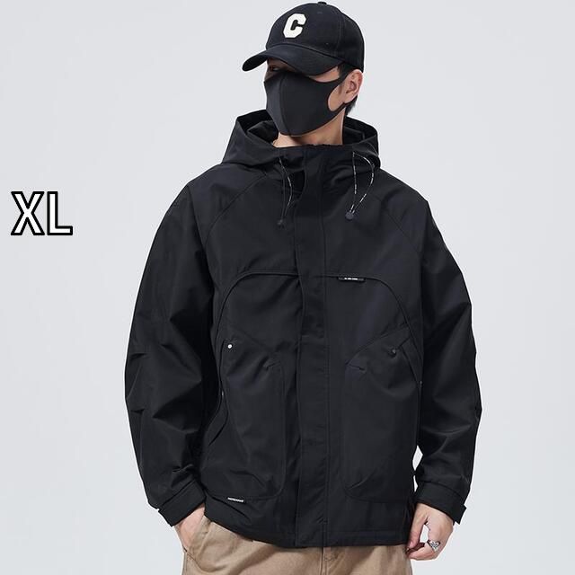 [XL ]秋冬 コーデ メンズ 服 シンプル ファッション オシャレ 大人 かっこいい 大きいサイズ ストリート 紳士服 フード付き ジャケット スポーツ アウトドア 防風