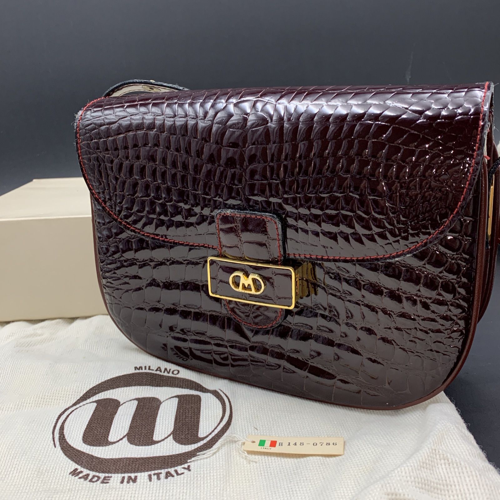 82 FBM エフビーエム MADE IN ITALY クロコ ショルダーバッグ - メルカリ