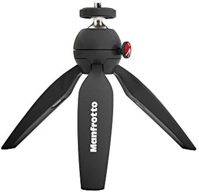【在庫処分】Manfrotto PIXI ミニ三脚 ハンドグリップ ビデオ撮影 ボールヘッド プッシュボタン式 ユニバーサル インチ 1kg耐荷重 アルミニウム テクノポリマー ブラック