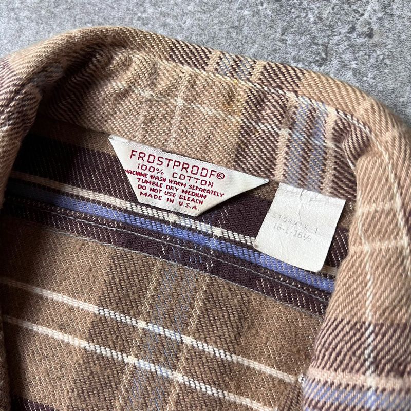 70s USA製 FROSTPROOF チェック ヘビー フランネル シャツ L