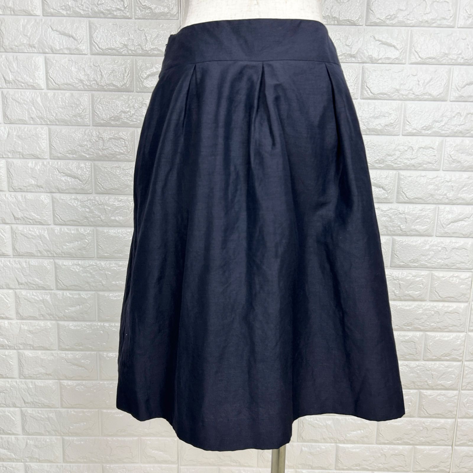 ネイビー フレアスカート 36 BALLSEY ボールジー 36 ネイビー フレアスカート タックデザイン