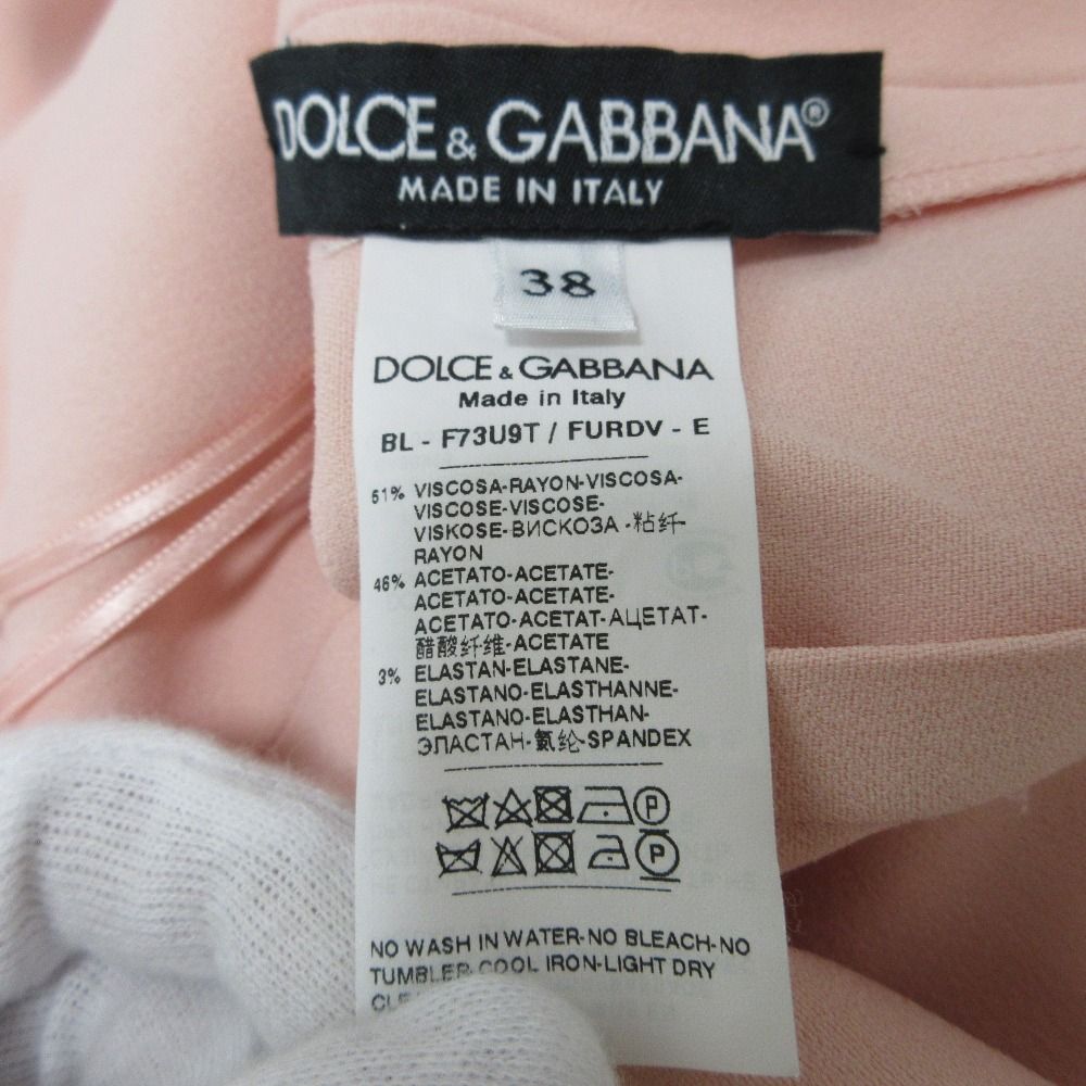 DOLCE＆GABBANA ドルチェアンドガッバーナ ストレッチ フレアスリーブ 半袖 ブラウス 38 ピンク レディース 古着 中古 DOLCE＆GABBANA ドルチェアンドガッバーナ ストレッチ フレア