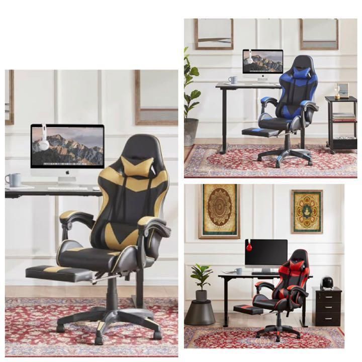 レーシング ゲーミングチェア フットレスト クッション 動画配信 椅子