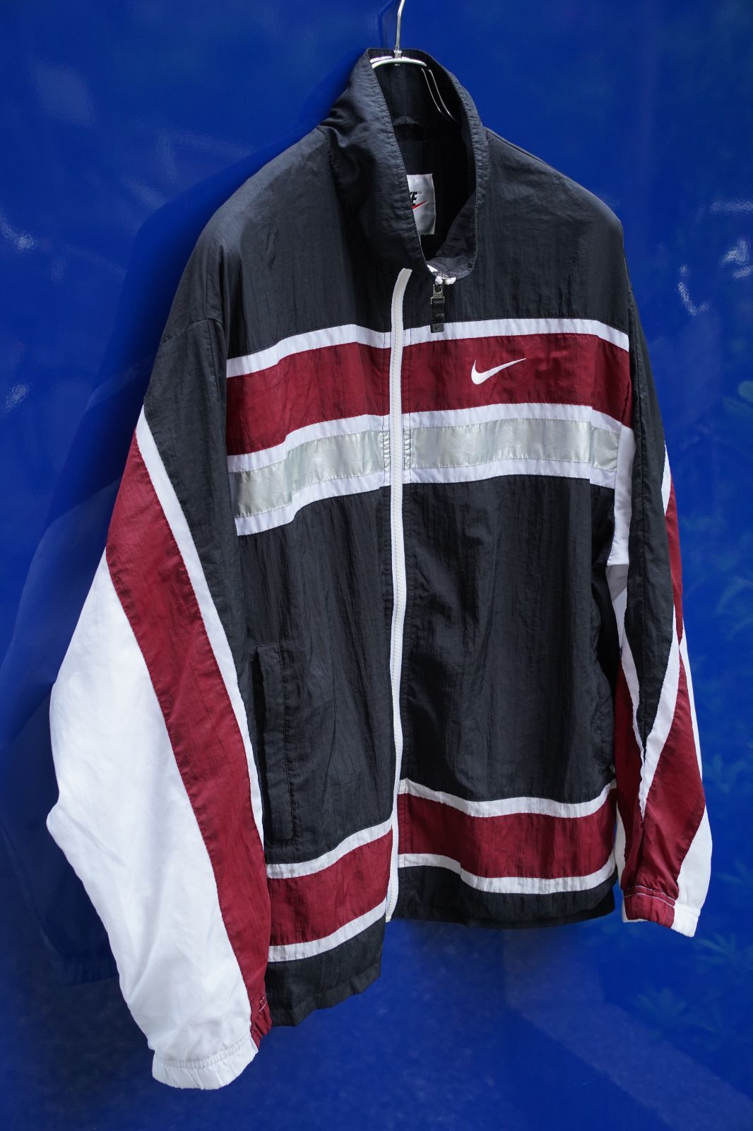 NIKE | ナイキ 2000s 銀タグ期 ナイロンジャケット ブラック × レッド × ホワイト 切替デザイン Size L