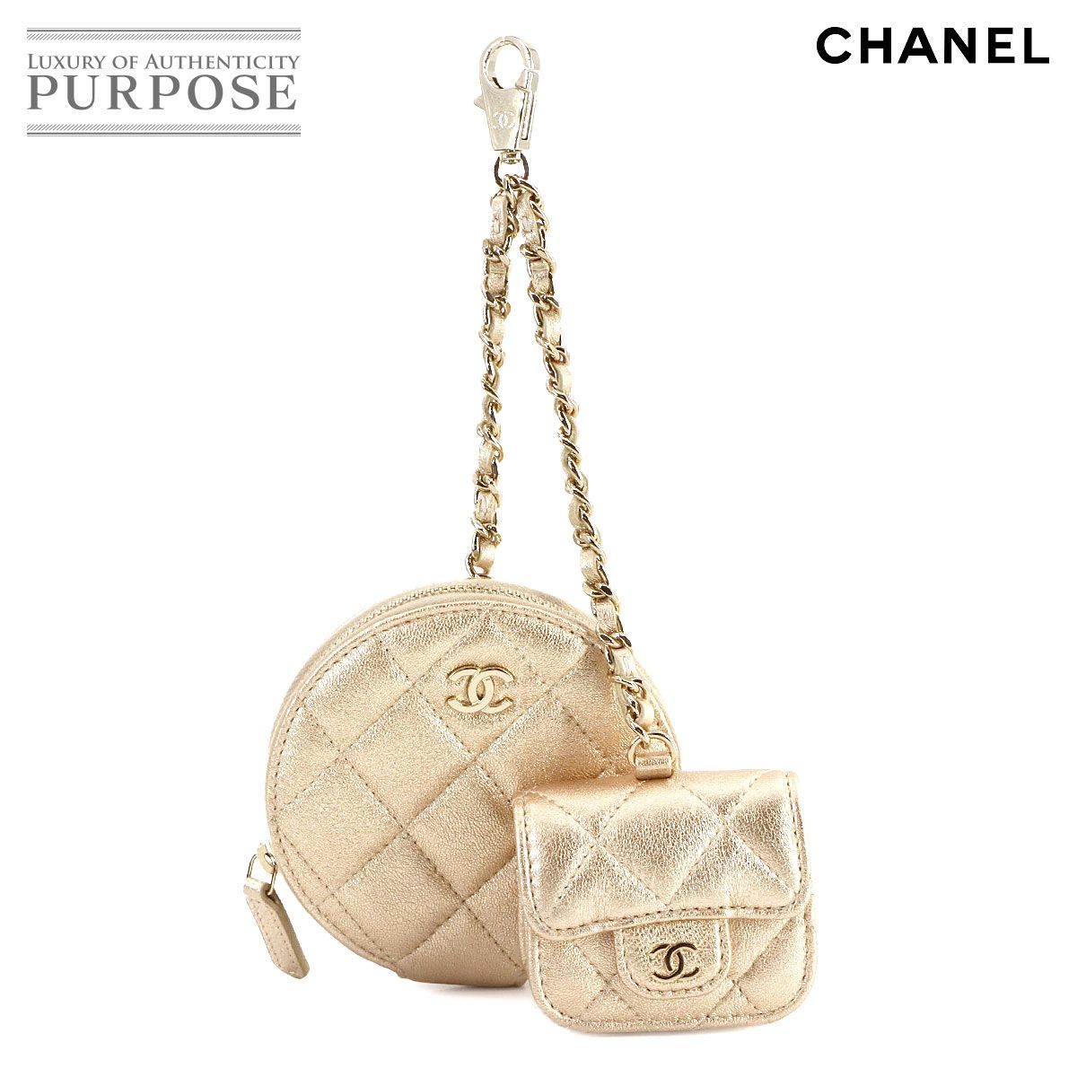 シャネル CHANEL マトラッセ コインケース AirPods Pro ケース レザー メタリックゴールド ゴールド 金具 90279136