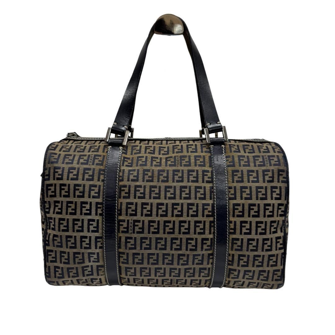 【希少】FENDI フェンディ　ボストンバッグ　ズッキーノ柄　ネイビー　大容量 希少】FENDI フェンディ ボストンバッグ ズッキーノ柄 ネイビー