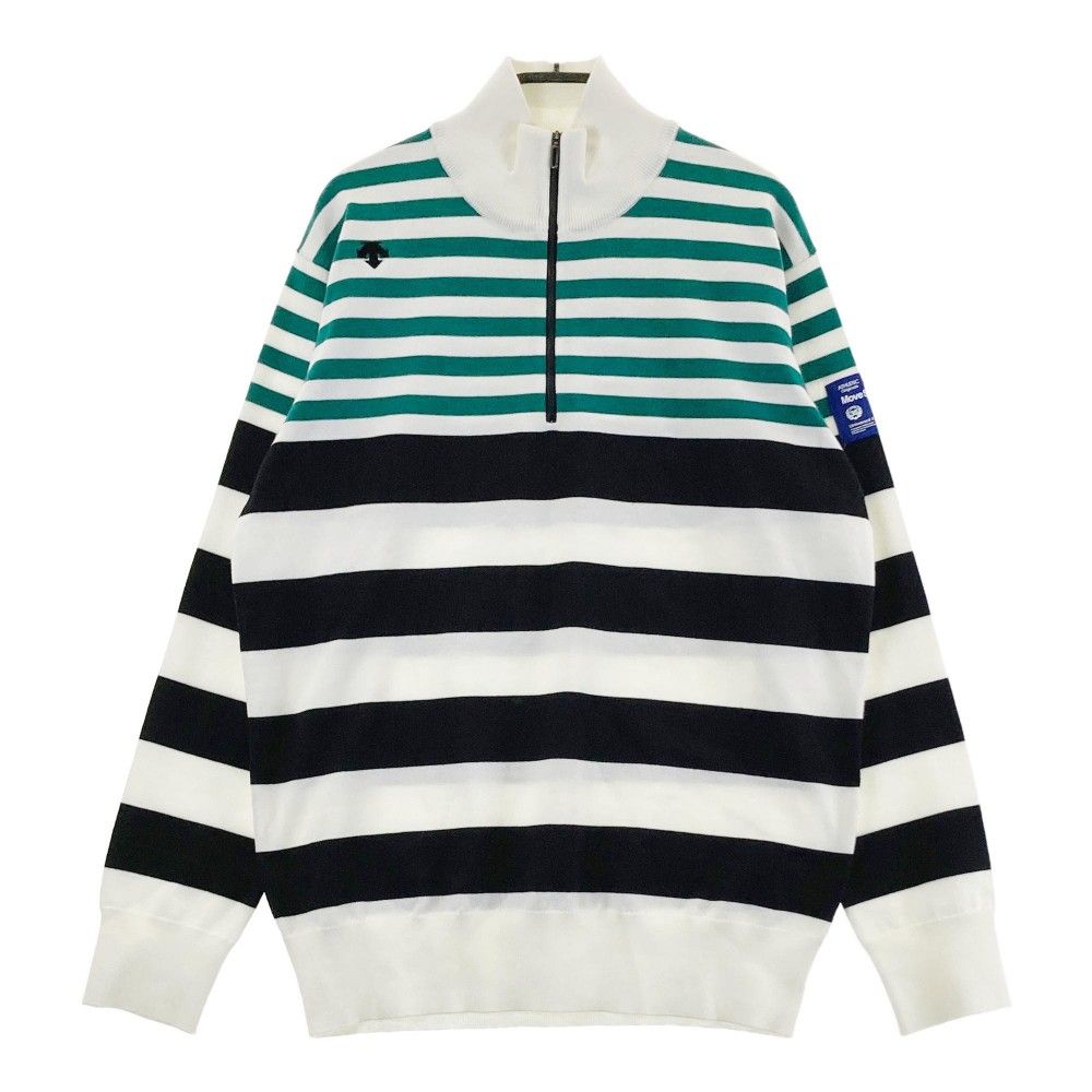 サイズ O DESCENTE GOLF デサントゴルフ ハーフジップ ニットセーター ボーダー柄 ホワイト系 240101377223 ゴルフウェア メンズ ストスト