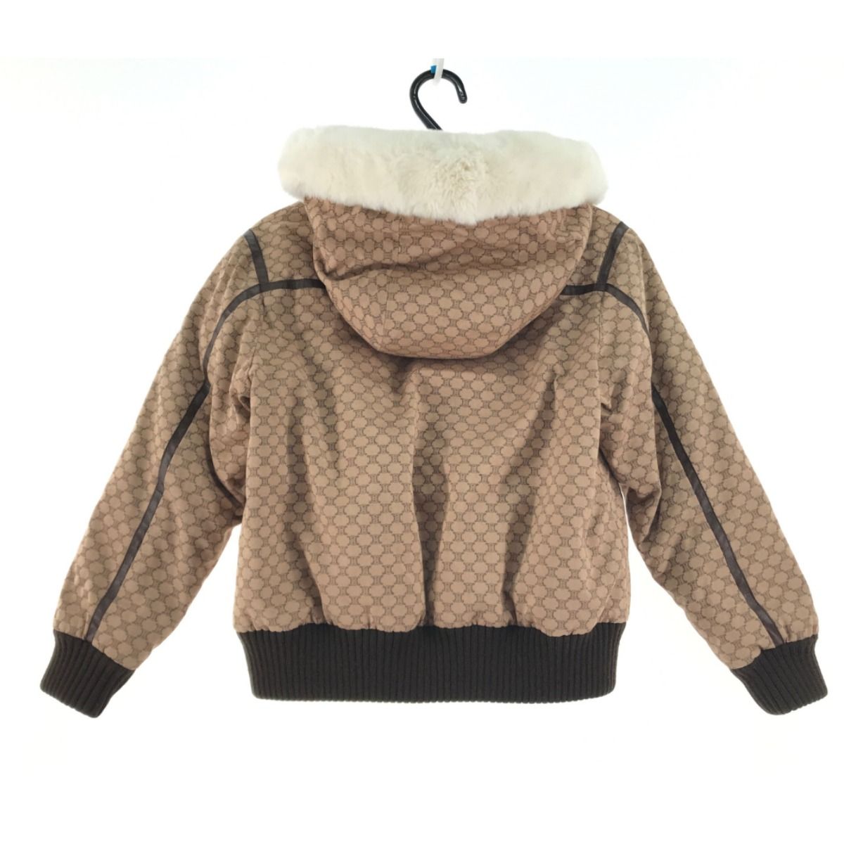 CELINE ベージュ マカダム柄　ダウンジャケット 110 ▽▽CELINE セリーヌ キッズ マカダム フード付 ダウンジャケット