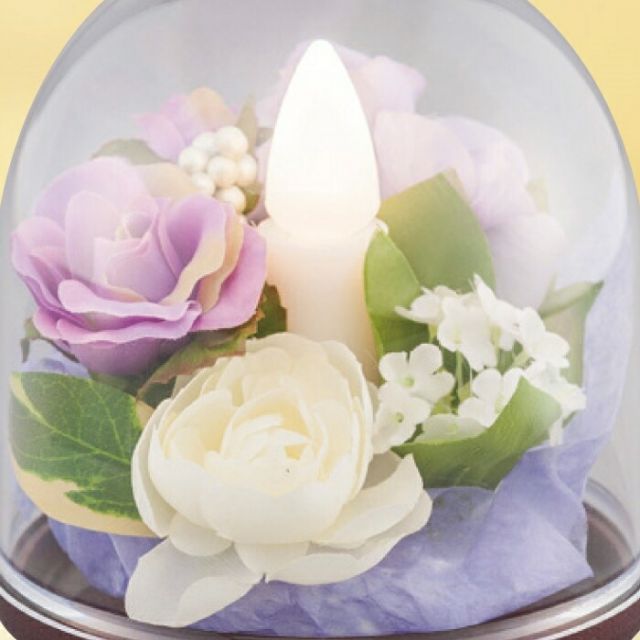 盆提灯 岐阜提灯 花タイプ ルミネ キャンドル むらさき 高さ16 cm P 17 23600 LED コードレス 初盆 新盆 お盆