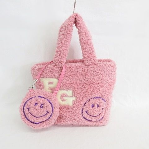 パーリーゲイツ PEARLY GATES ゴルフ カートバッグ トートバッグ ラウンドバッグ ポーチ ロゴ ニコちゃん ボア ピンク