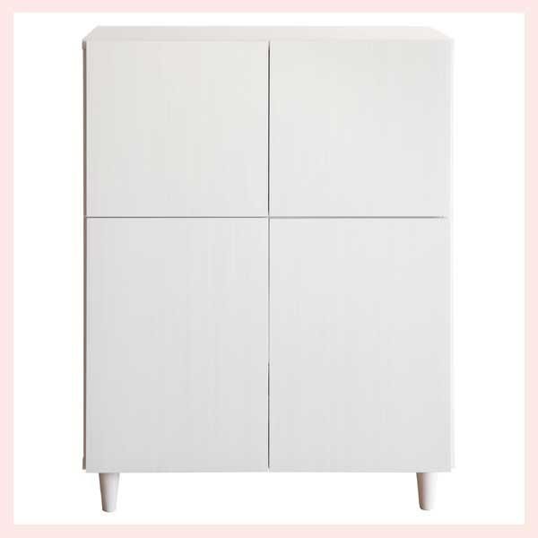 猫トイレクローゼット W75×D45×H99.5cm ホワイト 人気 売れ筋 インテリア 飾り ラック 収納 木材 棚 木目 ウッド 扉 穴 窓 隠す 清潔 家具 ファニチャー 気配り こだわり 白色 2段 すっきり スマート