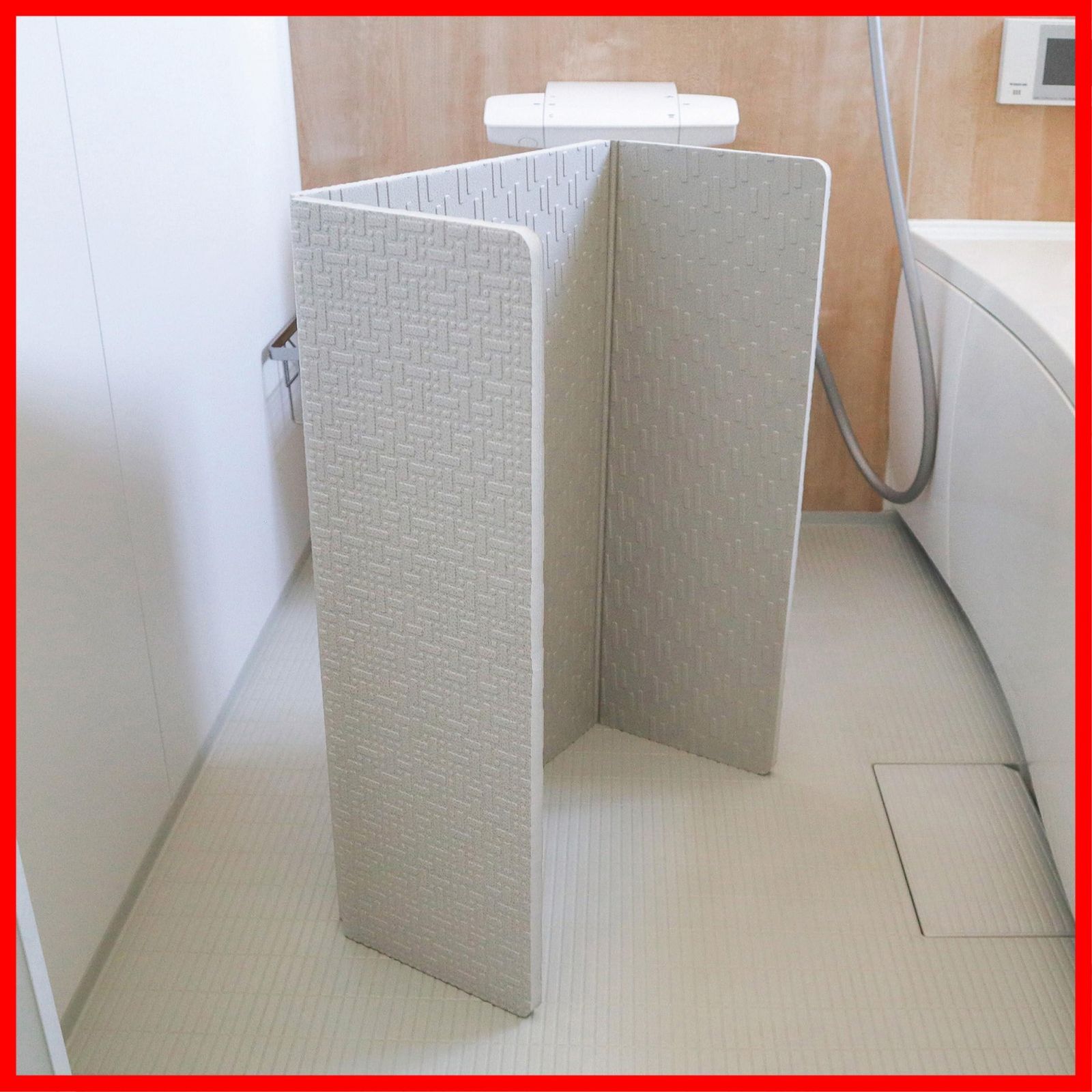 85×60cm 厚さ1.5cm 浴室 グレー ラバーマット Kufu バスマット シャワーマット 折りたたみ 厚手 速乾 風呂マット 防カビ加工 保管しやすい 東和産業 スノコ EVA樹脂