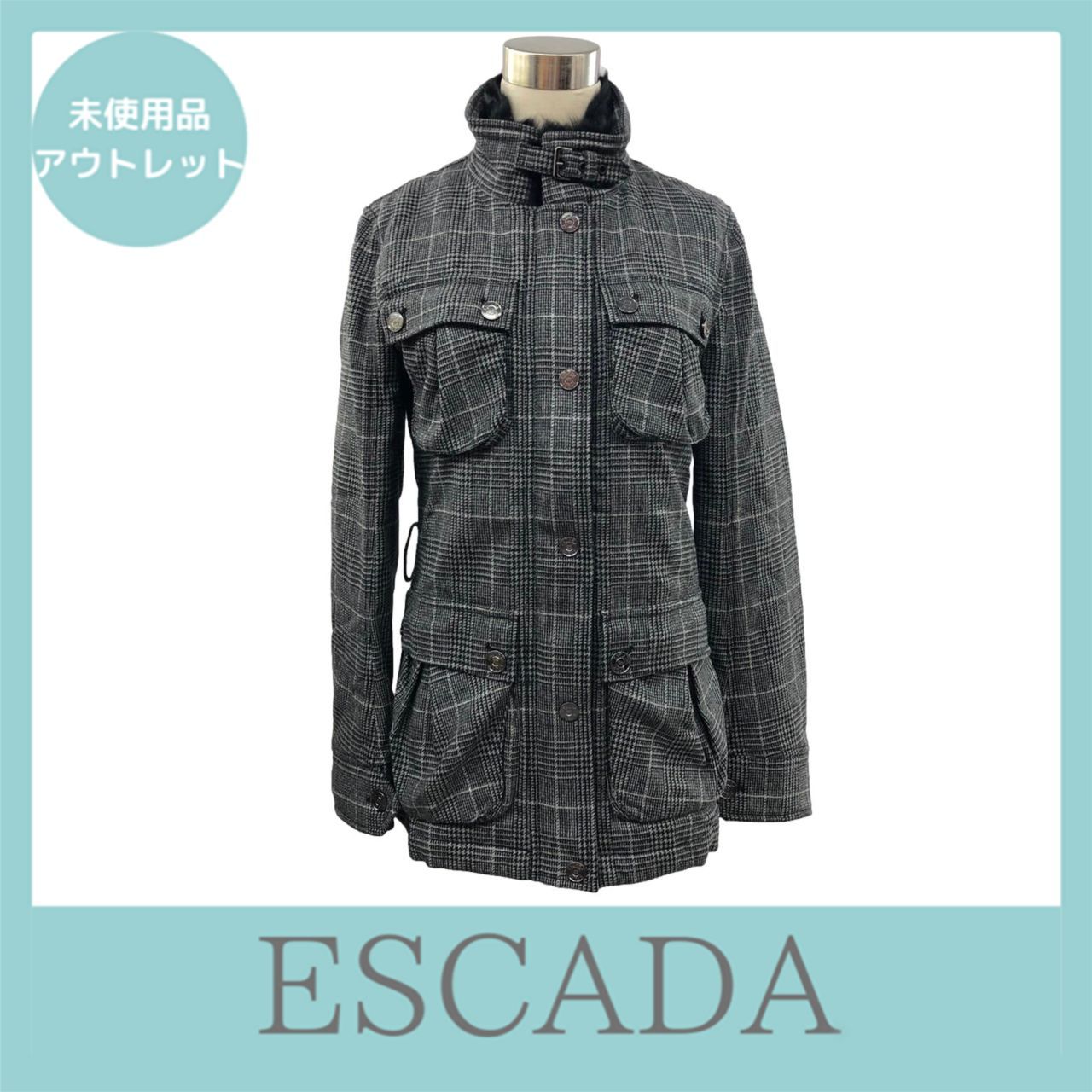 ESCADA スタンドカラーコート タータンチェック 38 サイズ - メルカリ