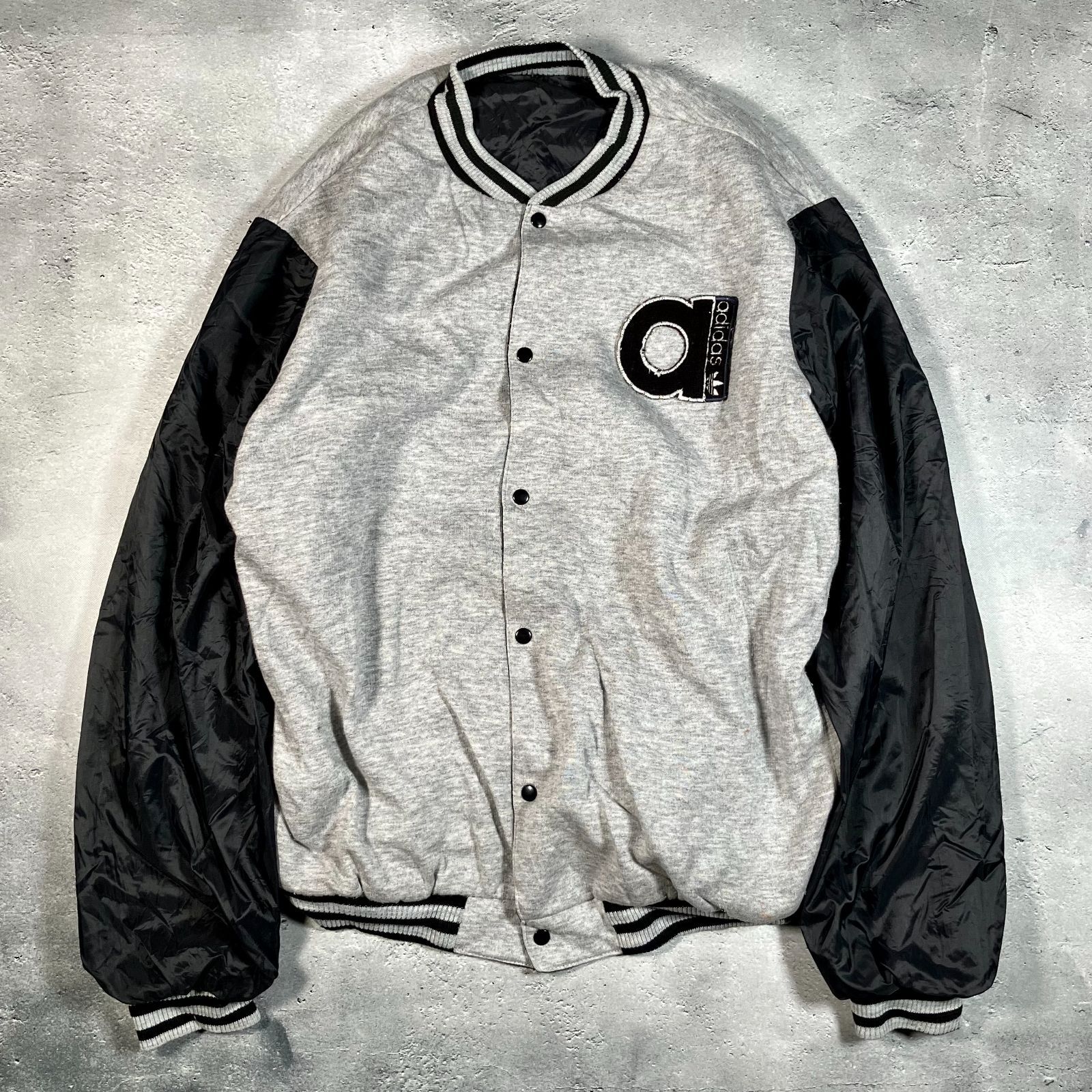 adidas デカロゴ 袖丈 スタジャン ブルゾン ブラック M adidas