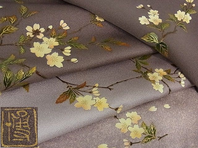 平和屋2□漆工芸作家 金森一博 訪問着 枝垂れ桜 暈し染め 金彩 逸品