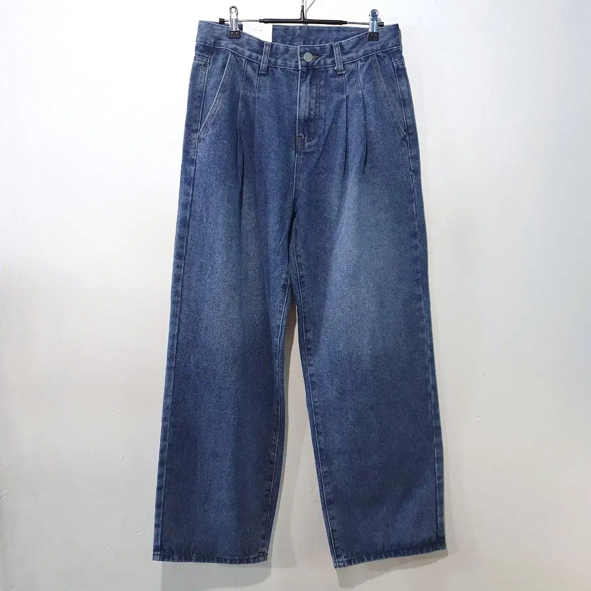 SS (新規) ワイド ツータック ロング デニムパンツ 4color M XL