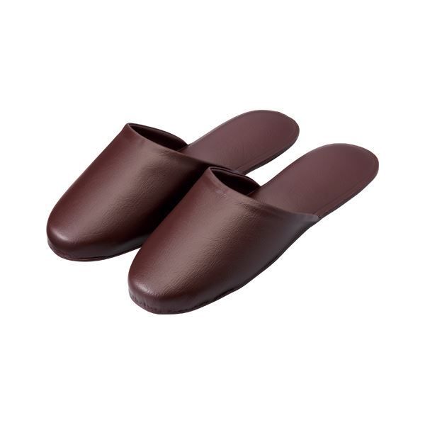  オーミケンシ レザー調スリッパ 10足組 ダークブラウン