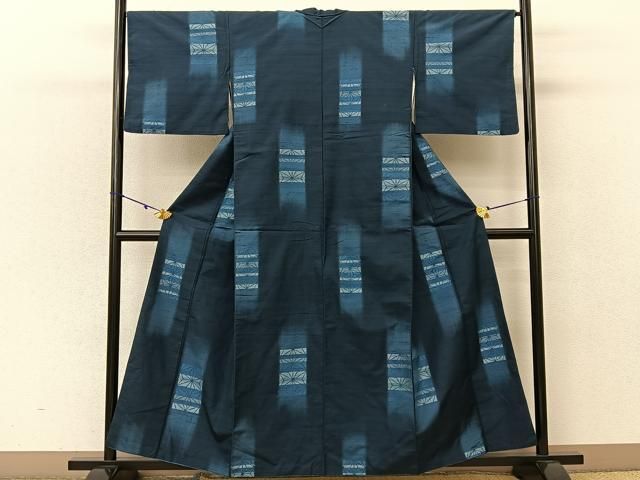 平和屋着物▽上質な紬 単衣 草葉文 正絹 逸品 AAAZ9129fy