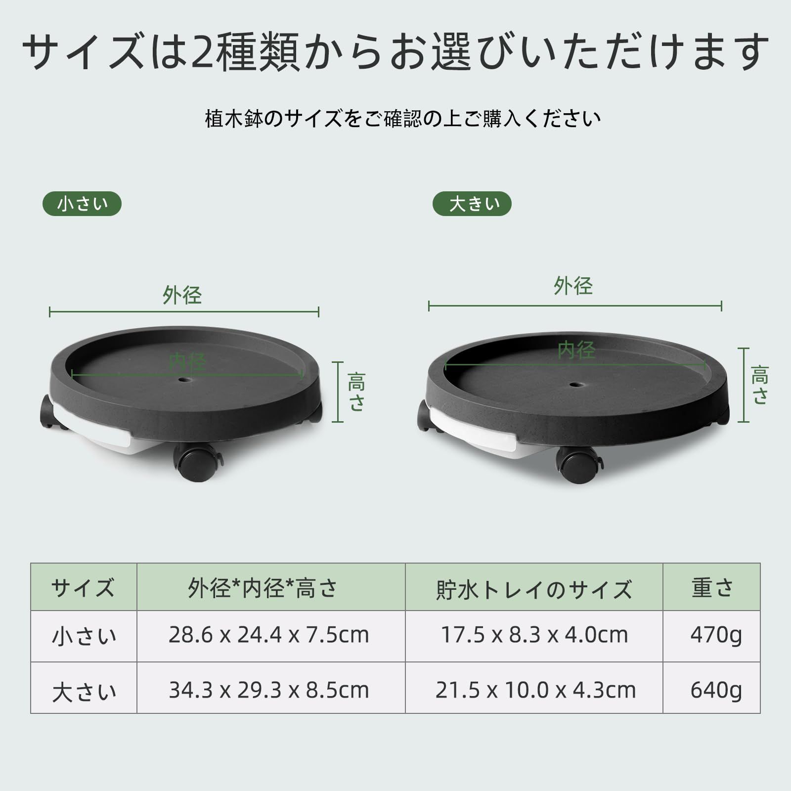 鉢置き台 植木鉢台 映澤 自在キャスター付き ロック可能 貯水トレイ付き 観葉植物 フラワースタンド 植木鉢 受け皿 鉢台 花台 プランタースタンド 外径28.6CM