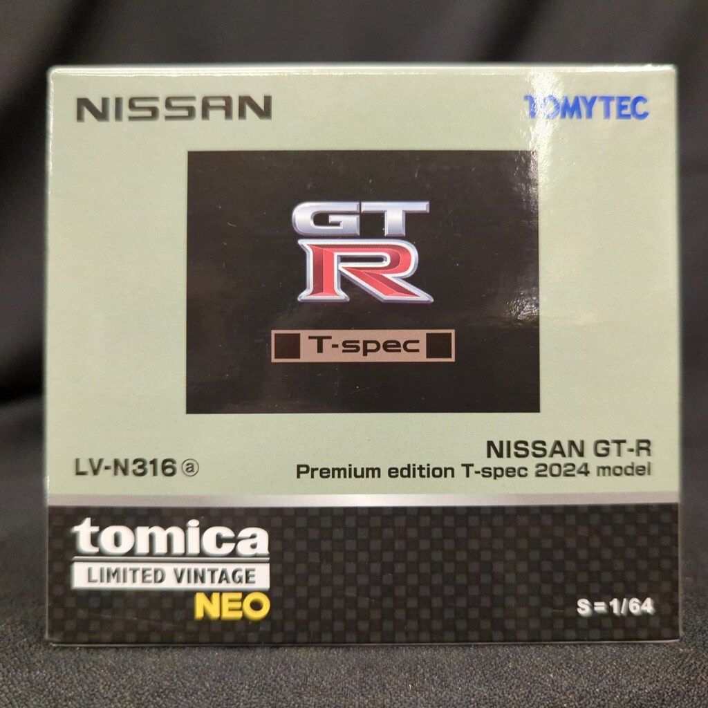TOMYTEC TOMICA LIMITED VINTAGE NEO NISSAN GT-R Premium Edition T-spec 2024 model (ミレニアムジェイド) TLVN316a