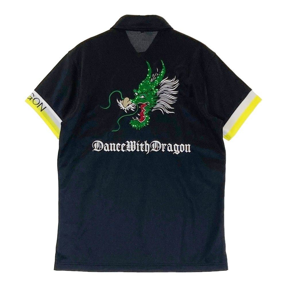 サイズ：2 DANCE WITH DRAGON ダンスウィズドラゴン  半袖ポロシャツ スパンコール  ブラック系 [240101441254] ゴルフウェア メンズ ストスト サイズ：2 DANCE WITH DRAGON ダンスウィズドラゴン 半袖