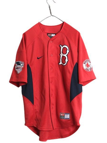 レッドソックス ベースボール シャツ メンズ S MLB オフィシャル ナイキ 大リーグ ユニフォーム ゲームシャツ ジャージ スウッシュ 重ね着