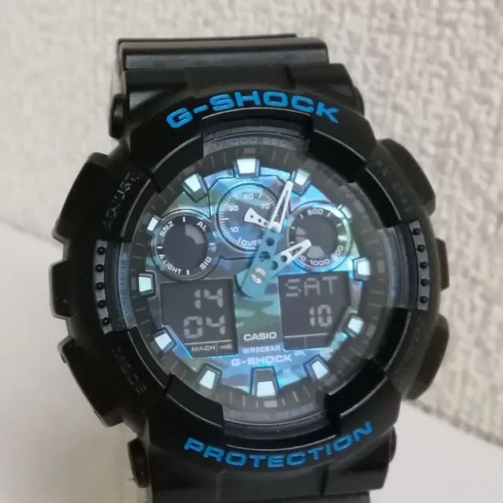 カシオ Gショック GA-100CB-1AJF1 5081 ブラック 文字盤ブルー 黒青