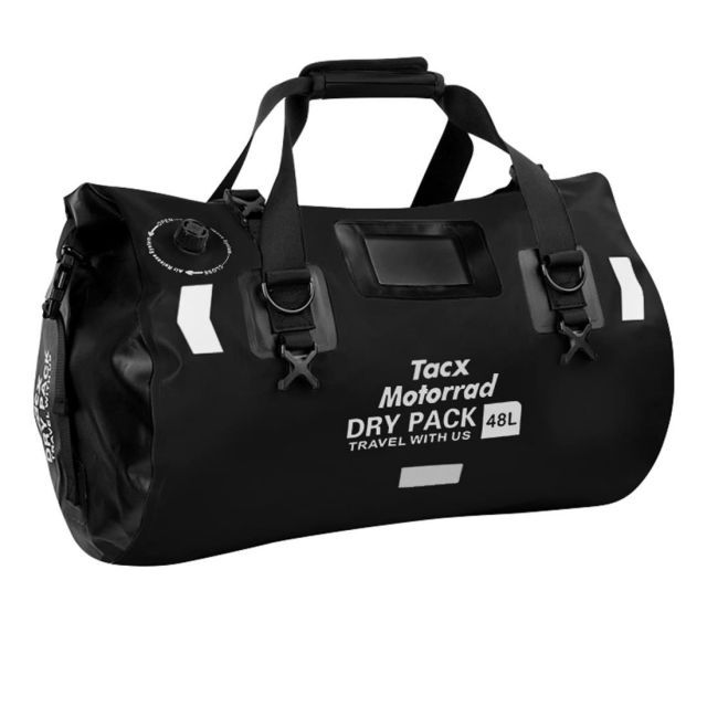 Tacx シートバッグ バイク用 ツーリングバッグ 防水バックバッグ 48L 固定ベルト ショルダーベルト付き TAX927 ブラック
