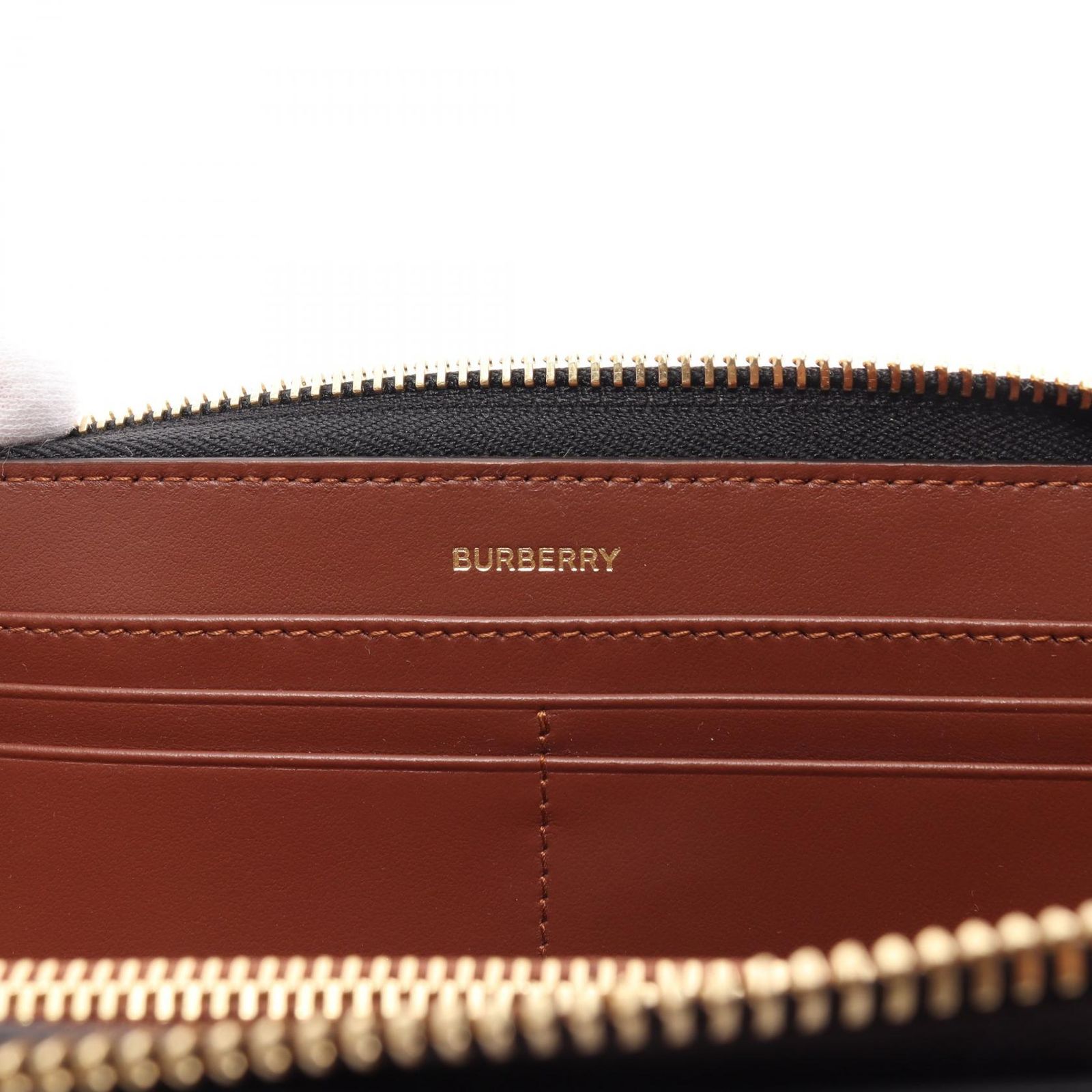 Burberry ストライプ ラウンド長財布 レディース ベージュELMORE 美品