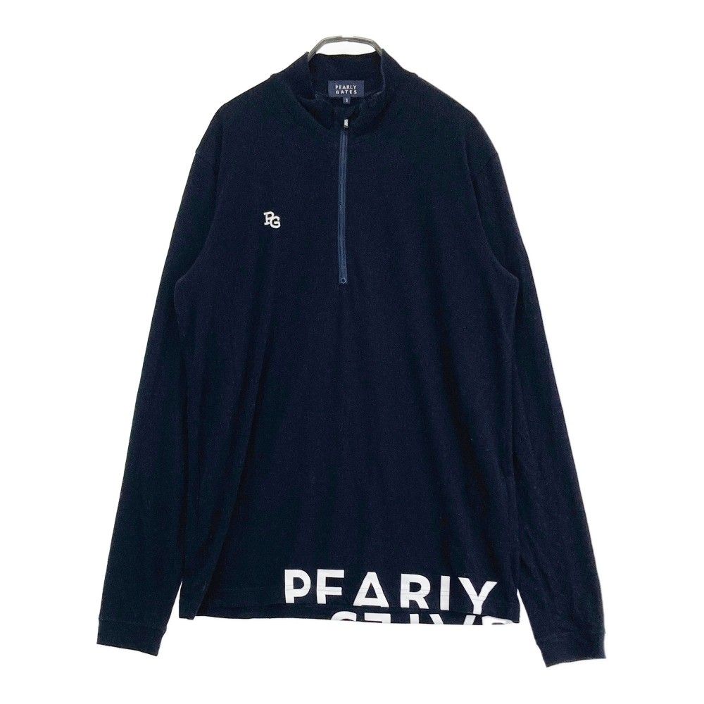 サイズ：5 PEARLY GATES パーリーゲイツ 2023年 長袖ハーフジップTシャツ  ブラック系 [240101464240] ゴルフウェア メンズ ストスト サイズ：5 PEARLY GATES パーリーゲイツ 2023年 長袖ハーフ