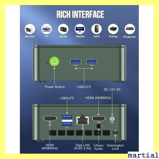 ☆ ミニpc 最新第12世代インテルAlder Lake-N100 mini pc Windows 11 Pro DDR4 8GB+256GB SSD  4コア/4スレッド 最大周波数3.4GHz WIFI6/BT5.2 TDP 6W 小型 画面同時出力 170