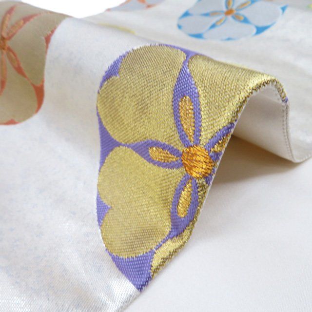 ✨️美品✨️正絹 袋帯 丸紋 金糸 白地 上品 フォーマル 結婚式 訪問着 袋帯 未使用 正絹 フォーマル 仕立て上がり 六通 丸花紋 流水