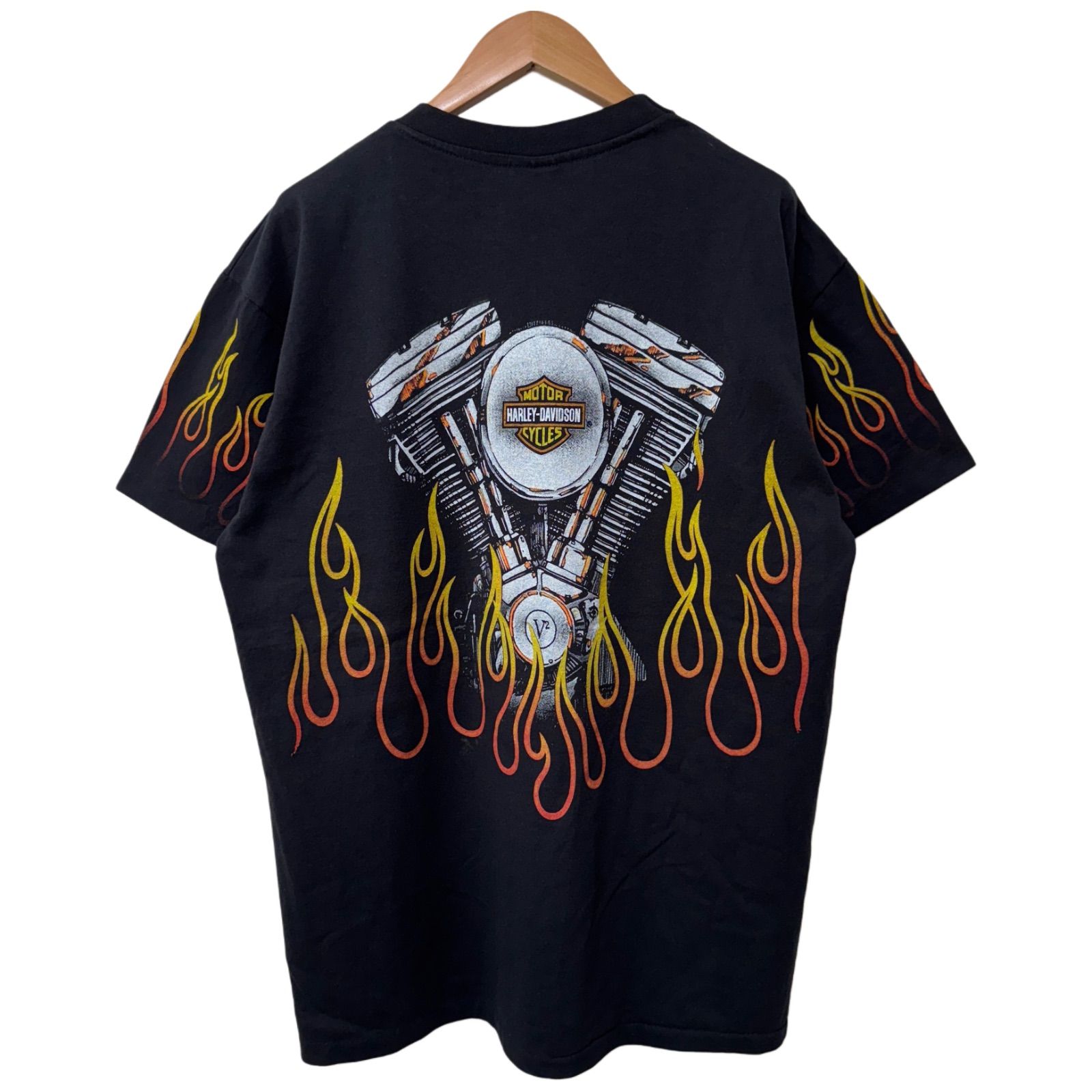 00s Y2K ハーレーダビッドソン　袖プリント　袖ファイヤー　ロンt 90s ハーレーダビッドソン ヴィンテージ ロンT 長袖Tシャツ