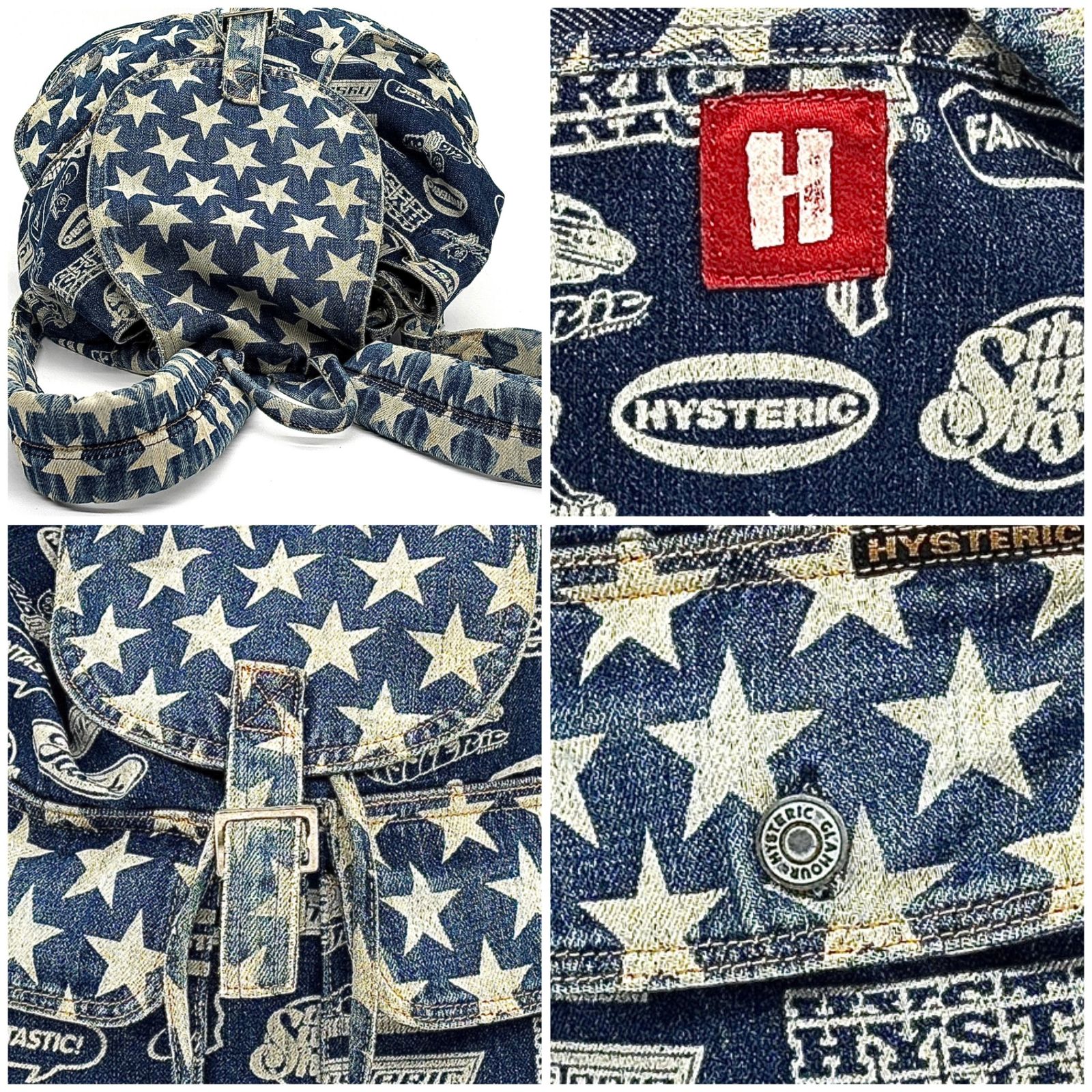 星×ロゴで個性爆発✨】 HYSTERIC GLAMOUR リュック 巾着 デニム